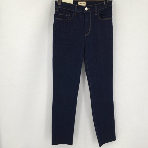 L'AGENCE Sada high rise crop skinny jeans dark wash raw hem ankle new 25 - Picture 2 of 6